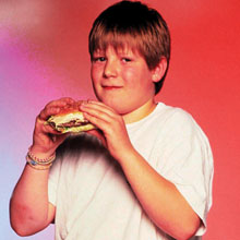 Fat kid with burger