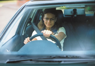 Young woman driving