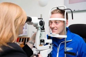 Swimmer gets eye test from Vision Express