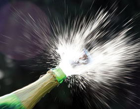 Champagne exploding